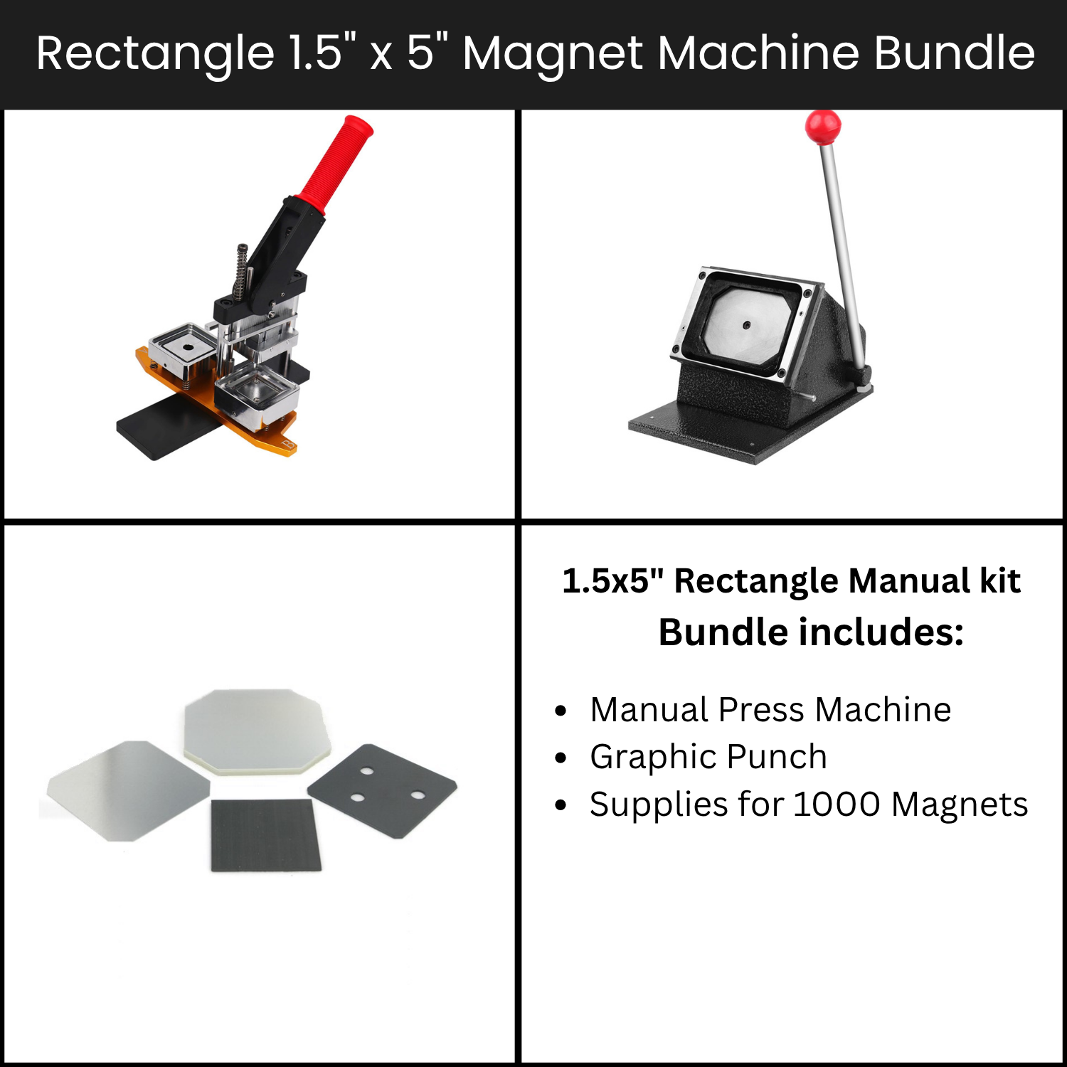 Rectangle: 1.5" x 5" Magnet Machine Bundle (1000 Magnets)