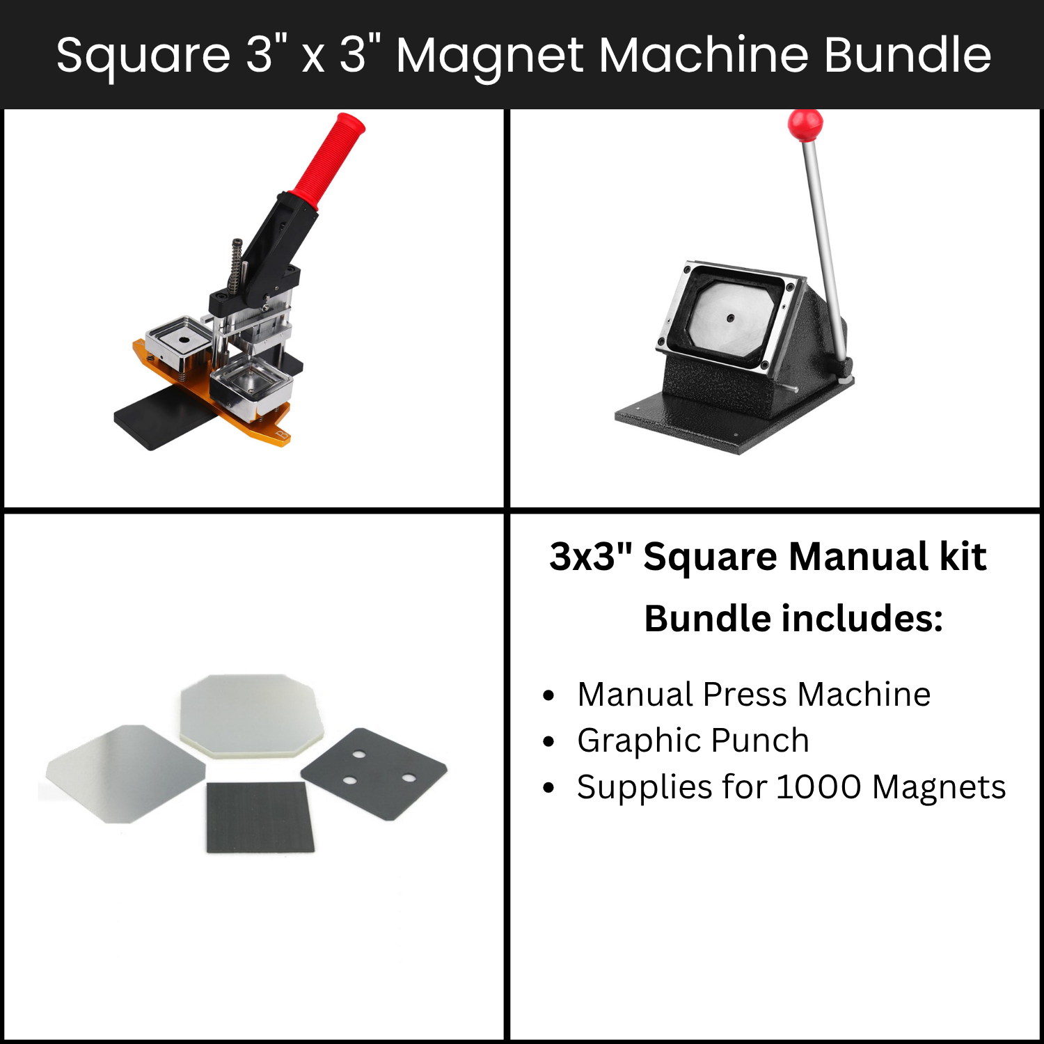 Square: 3" x 3" Magnet Machine Bundle (1000 Magnets)